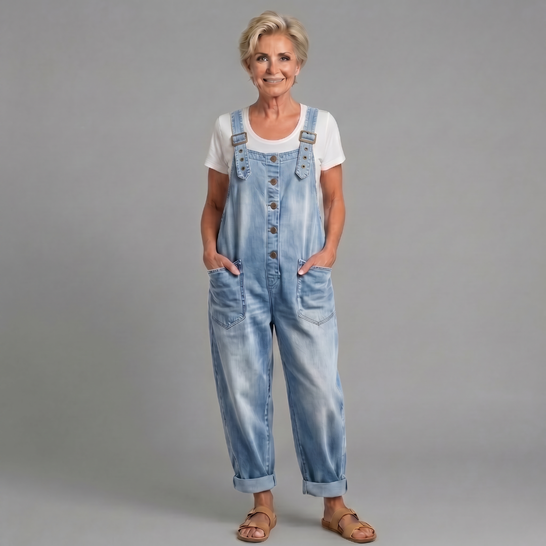 Rowella - Soft-Touch Wide-Leg Dungarees