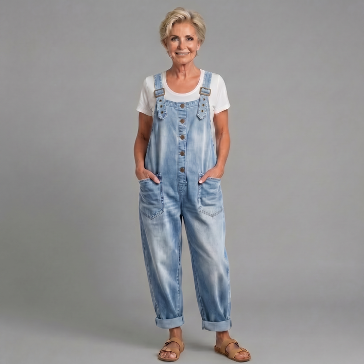Rowella - Soft-Touch Wide-Leg Dungarees