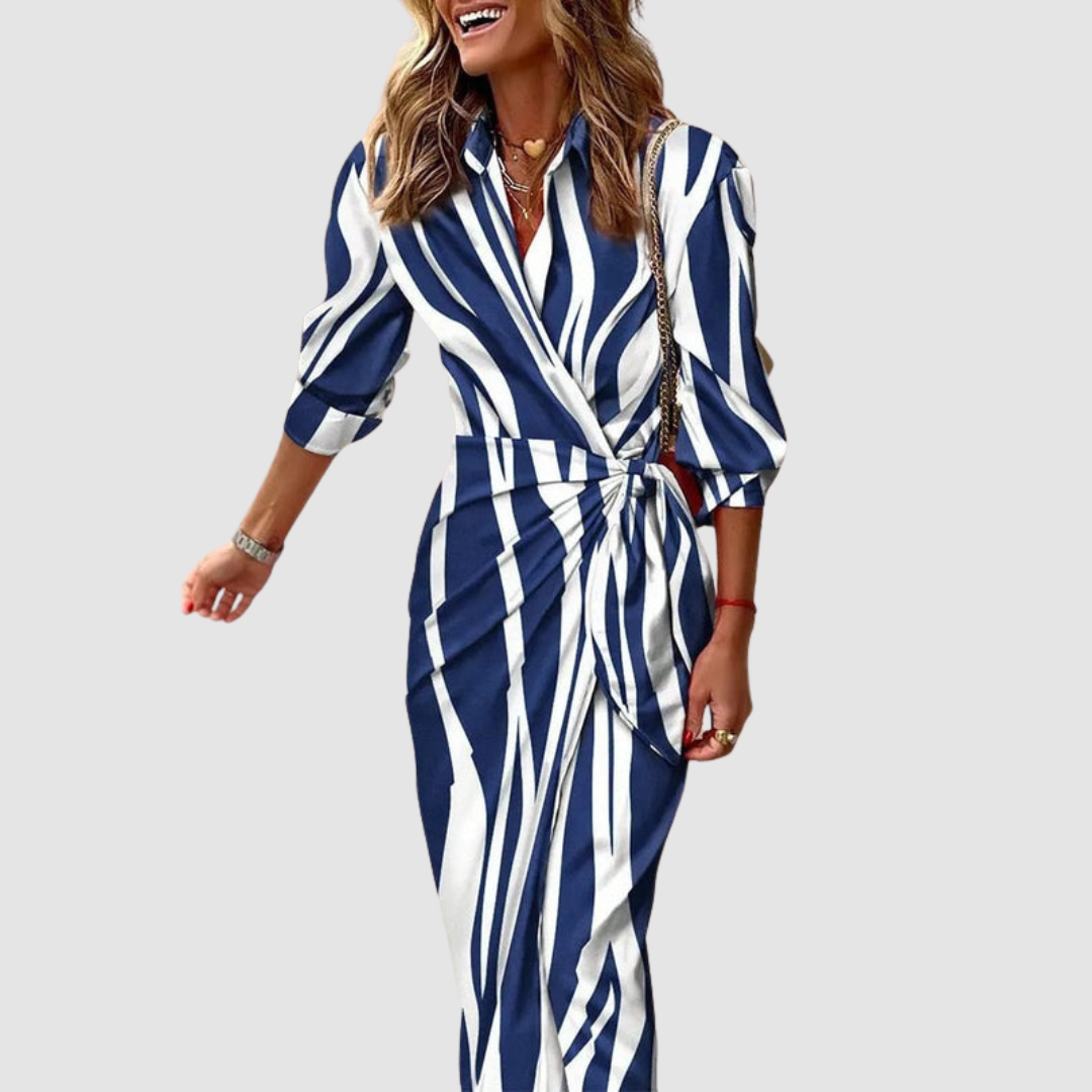 Celinor - Soft-Touch Striped Midi Dress