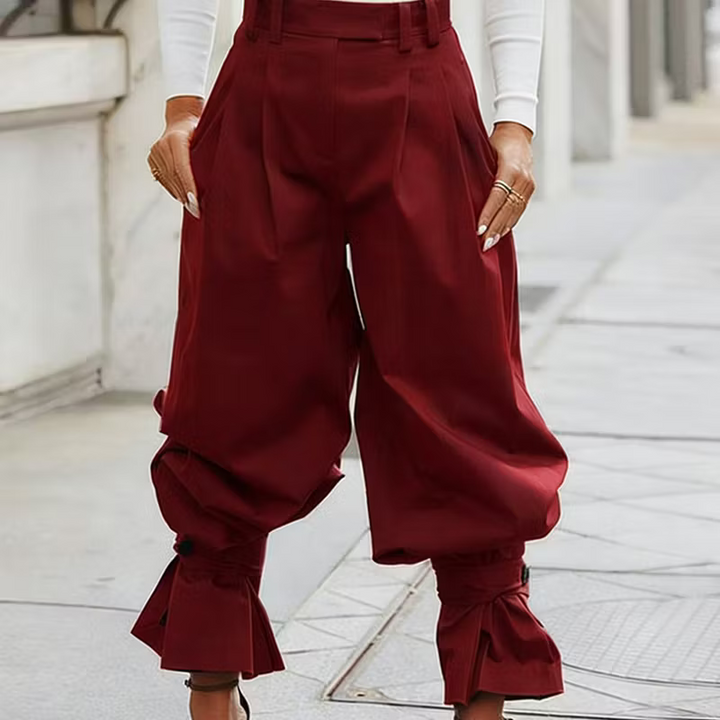 Dianella - High Waist Ruffle Cuff Pants