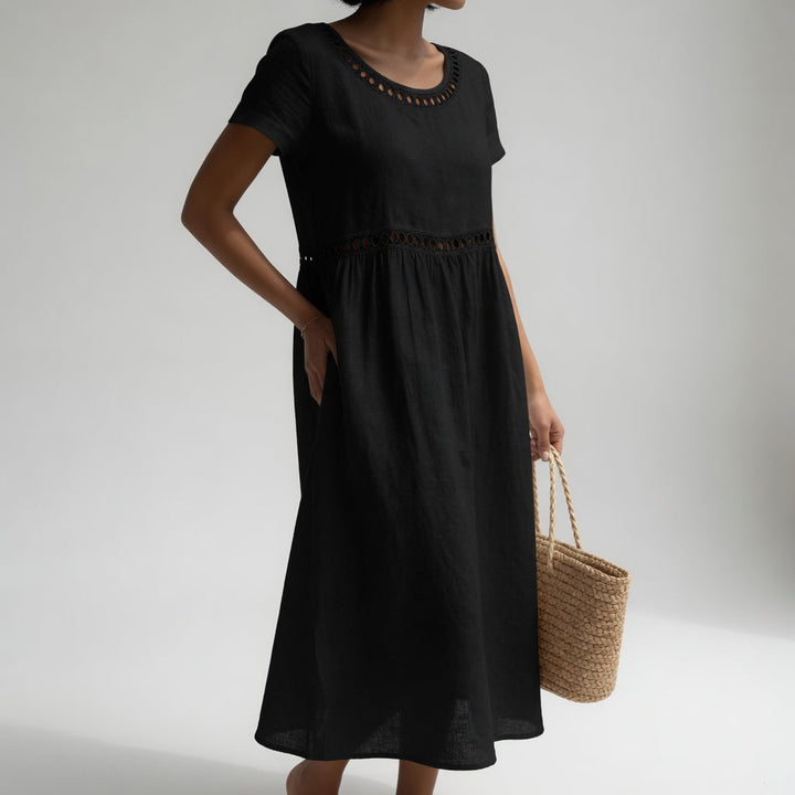 Anissa - Soft-Touch Embroidered Midi Dress