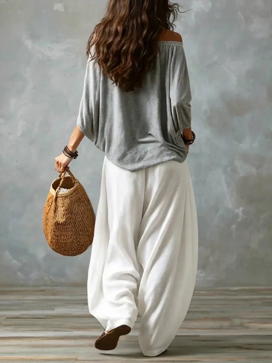 Ottavia - Off Shoulder Boho Top And Harem Trousers Set