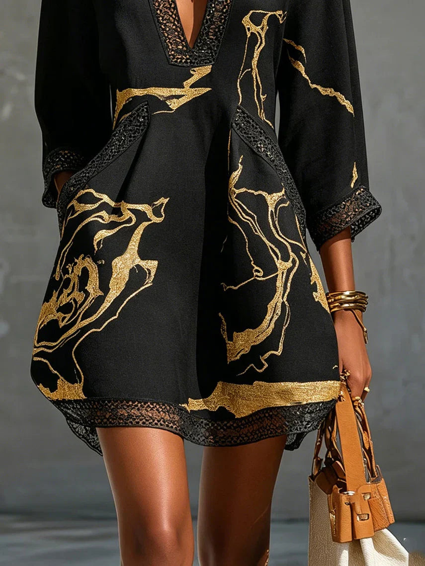 Sidonia - Luxe Marble-Print A-Line Dress