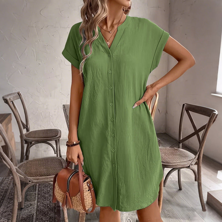 Ainslea - Textured Mini Shirt Dress