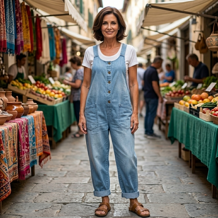 Rowella - Soft-Touch Wide-Leg Dungarees